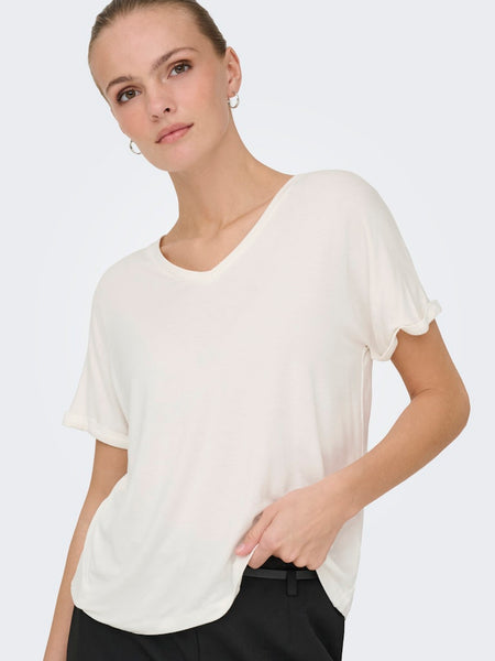 JDY V-Neck T-Shirt in White