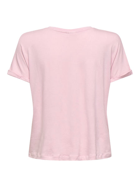 JDY V-Neck T-Shirt in Pink