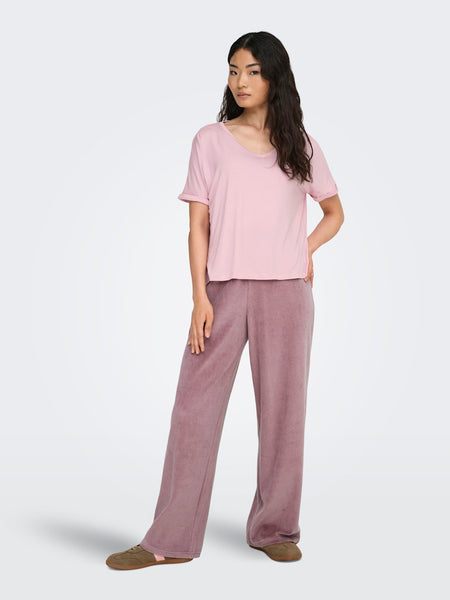 JDY V-Neck T-Shirt in Pink