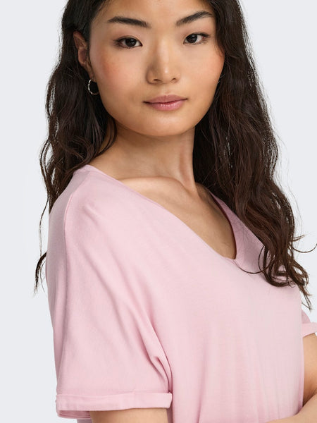 JDY V-Neck T-Shirt in Pink