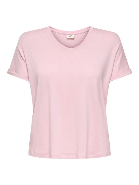 JDY V-Neck T-Shirt in Pink