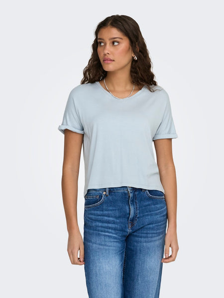 JDY V-Neck T-Shirt in Blue