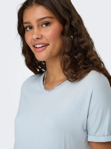 JDY V-Neck T-Shirt in Blue