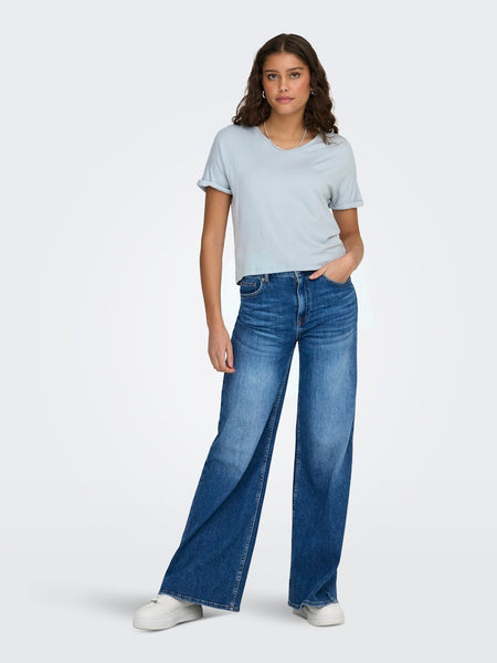 JDY V-Neck T-Shirt in Blue