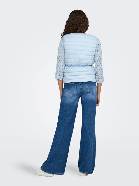 JDY Quilted Tie Gilet in Blue