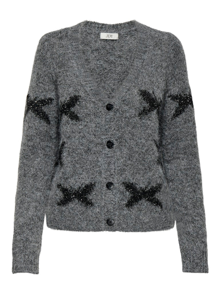 JDY Sequin Butterfly Print Cardigan in Grey