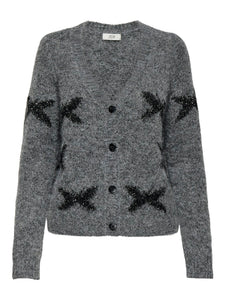 JDY Sequin Butterfly Print Cardigan in Grey