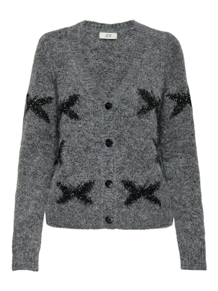 JDY Sequin Butterfly Print Cardigan in Grey