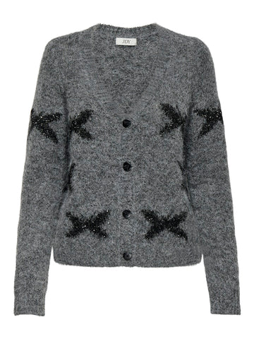 JDY Sequin Butterfly Print Cardigan in Grey