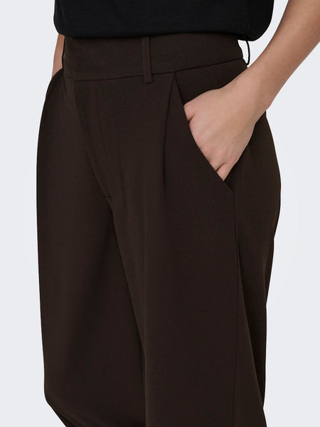 JDY Wide Leg Tailored Trousers in Chocolate