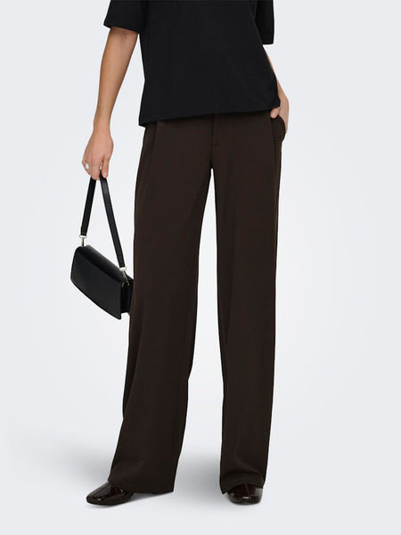 JDY Wide Leg Tailored Trousers in Chocolate