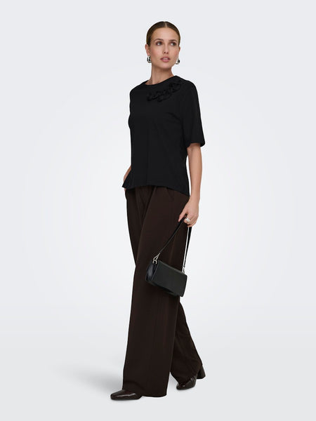 JDY Wide Leg Tailored Trousers in Chocolate