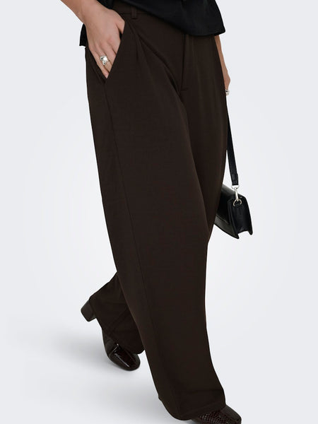 JDY Wide Leg Tailored Trousers in Chocolate