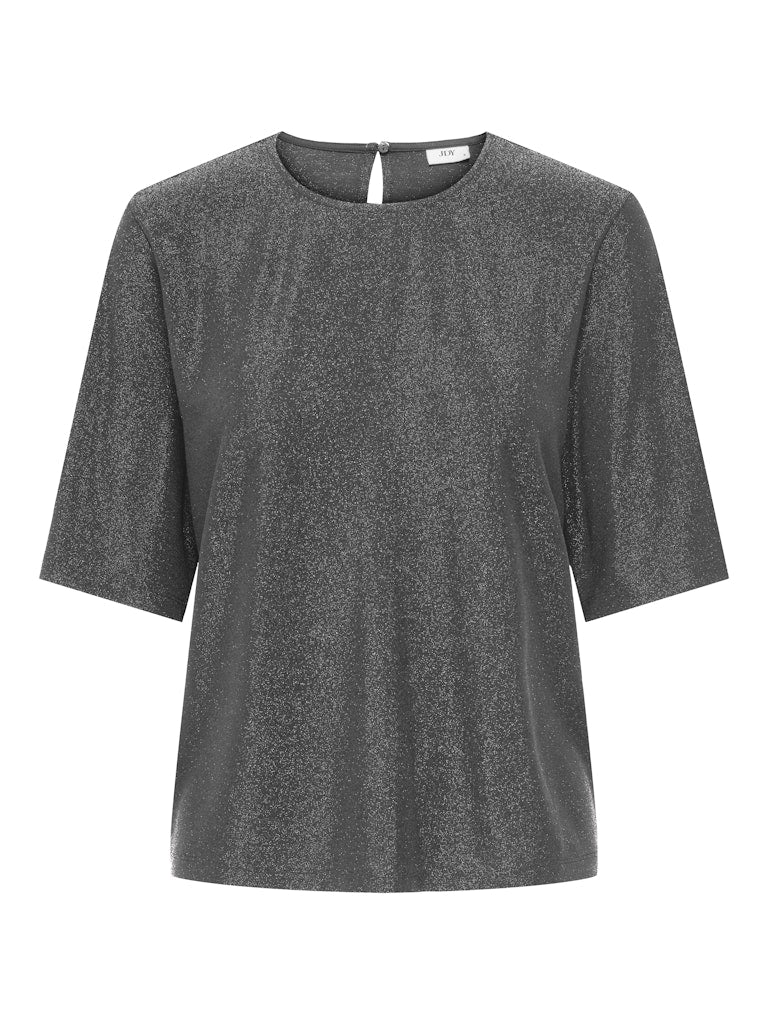 JDY Short Sleeve Lurex Top in Silver