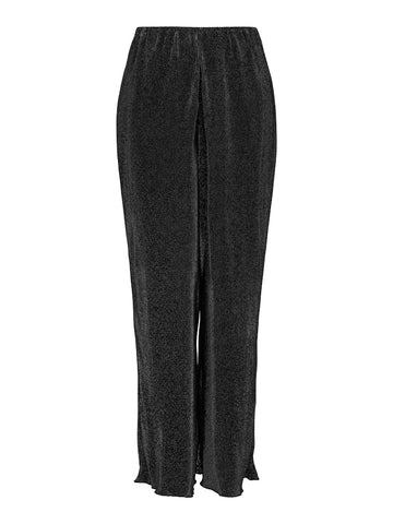 JDY Loose Fit Glitter Plisse Trousers in Black