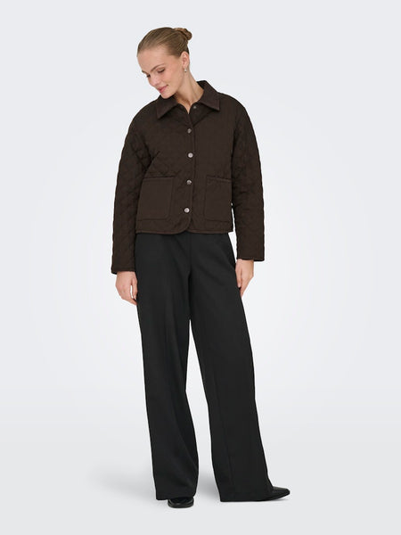 JDY Quilted Barn Jacket in Chocolate