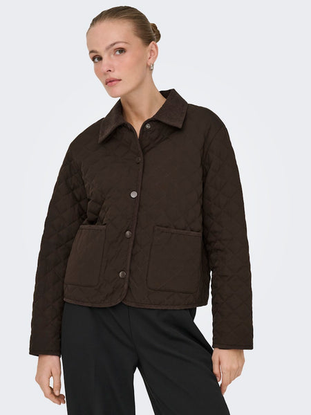 JDY Quilted Barn Jacket in Chocolate