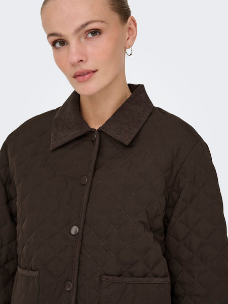 JDY Quilted Barn Jacket in Chocolate