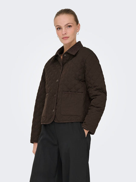 JDY Quilted Barn Jacket in Chocolate