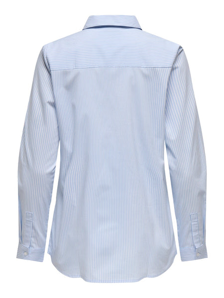 JDY Embroidered Teddy Shirt in Blue