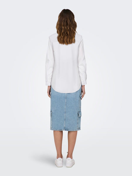 JDY Embroidered Teddy Shirt in White