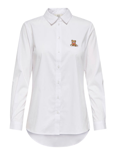 JDY Embroidered Teddy Shirt in White