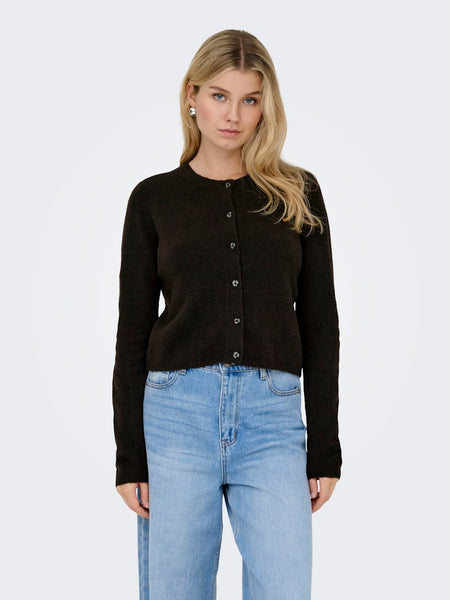 JDY Knitted Long Sleeve Cardigan in Chocolate