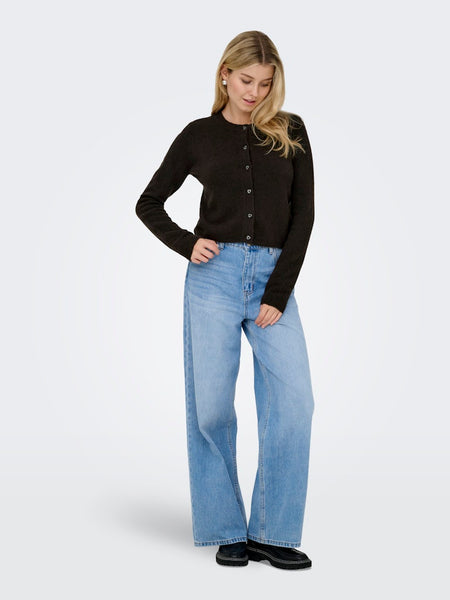 JDY Knitted Long Sleeve Cardigan in Chocolate