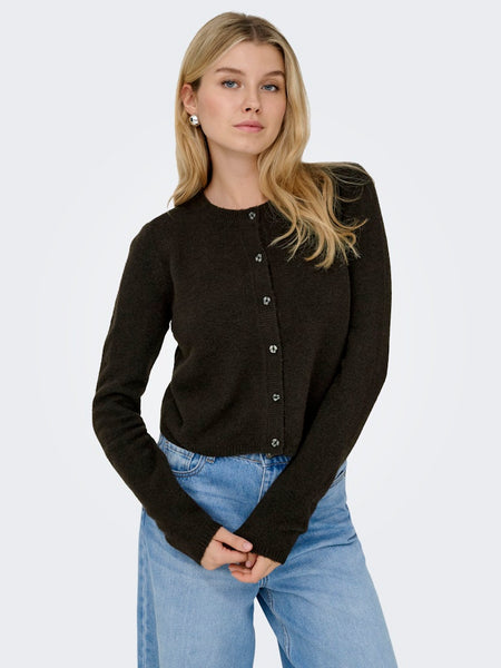 JDY Knitted Long Sleeve Cardigan in Chocolate