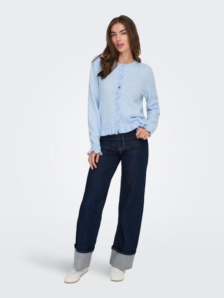 JDY Frill Cardigan in Light Blue