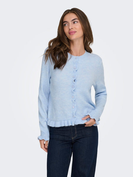 JDY Frill Cardigan in Light Blue