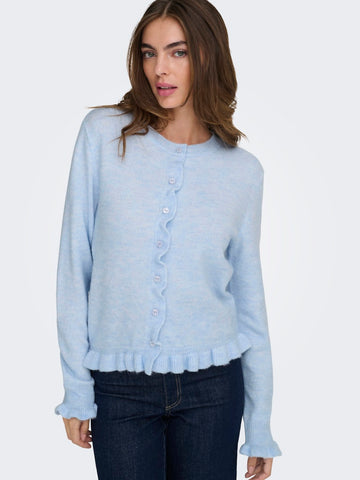 JDY Frill Cardigan in Light Blue