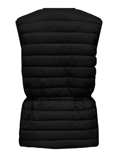 JDY Quilted Tie Gilet in Black