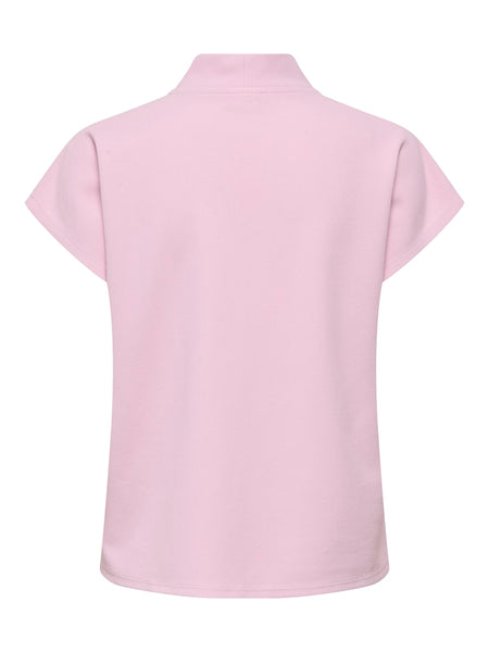 JDY Short Sleeve V-Neck Top in Pink