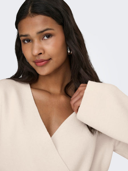 JDY V-Neck Side Button Cardigan in Cream