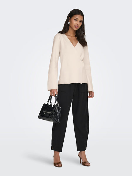 JDY V-Neck Side Button Cardigan in Cream