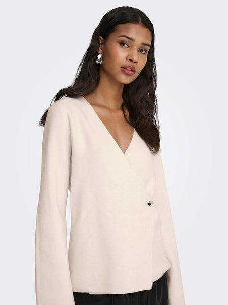JDY V-Neck Side Button Cardigan in Cream