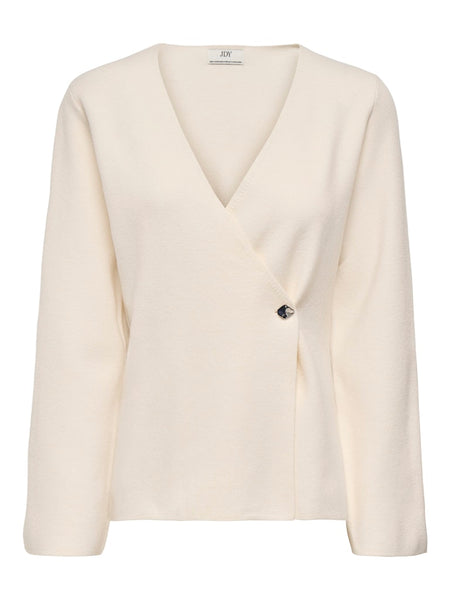 JDY V-Neck Side Button Cardigan in Cream
