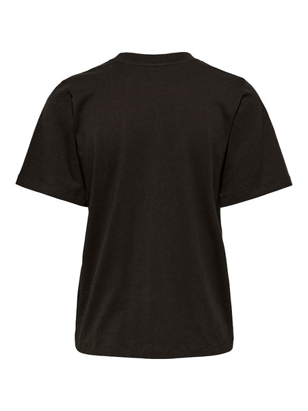 JDY Embroidered Heart T-Shirt in Chocolate