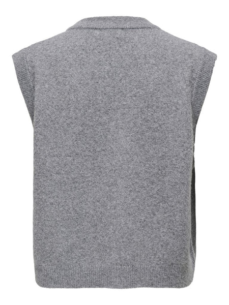 JDY Knit Button Vest in Grey