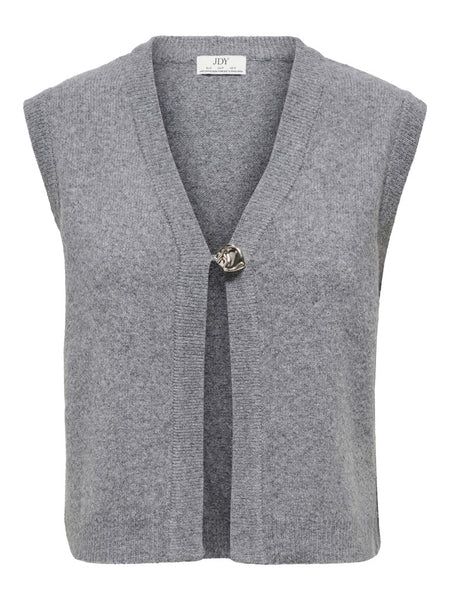 JDY Knit Button Vest in Grey