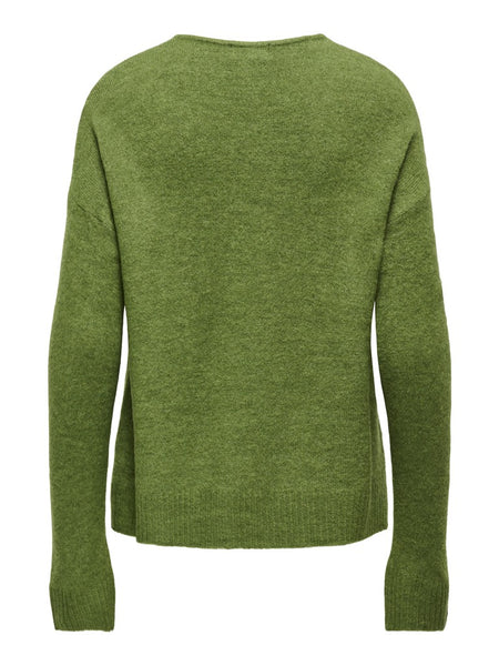 JDY V-Neck Knit Jumper in Green