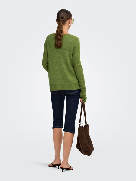 JDY V-Neck Knit Jumper in Green