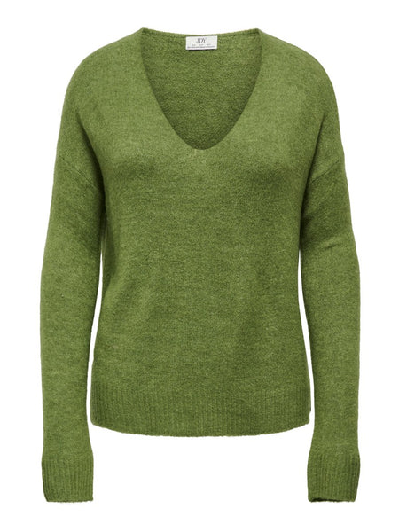 JDY V-Neck Knit Jumper in Green