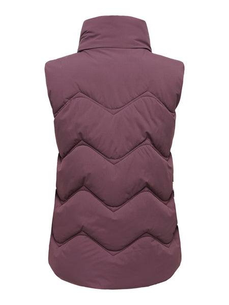 JDY Short Padded Gilet in Burgundy