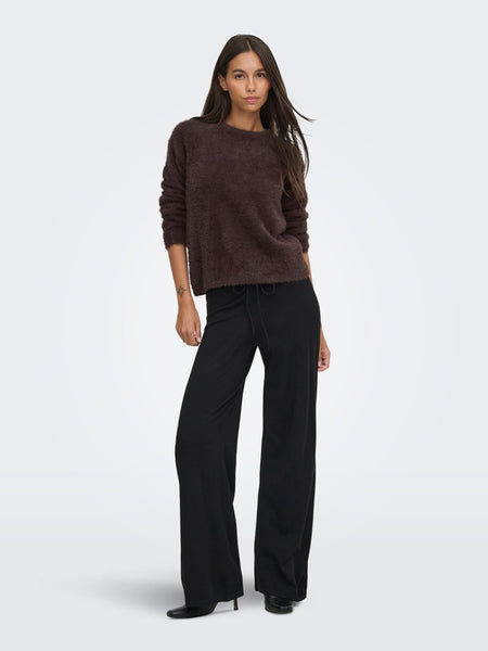 JDY Soft Knit Round Neck Jumper in Brown