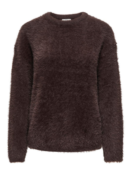 JDY Soft Knit Round Neck Jumper in Brown