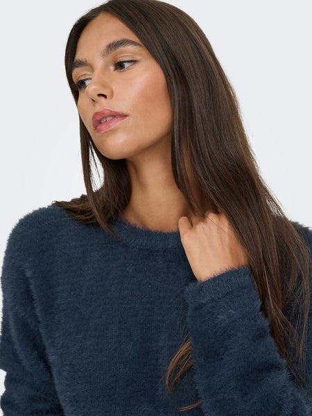 JDY Soft Knit Round Neck Jumper in Navy
