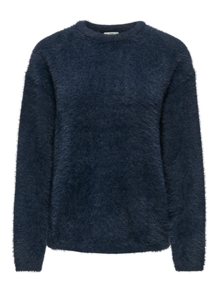 JDY Soft Knit Round Neck Jumper in Navy