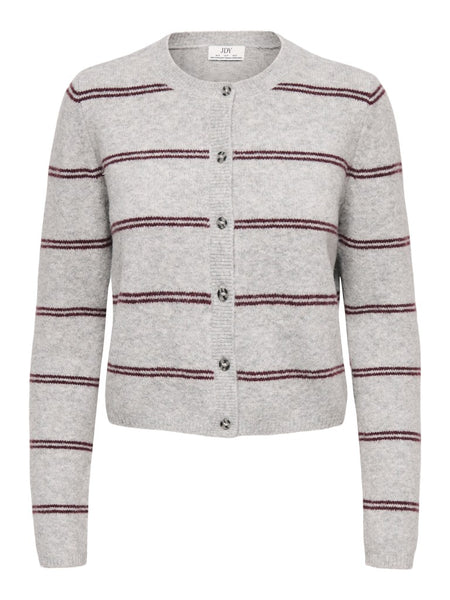 JDY Striped Short Knit Cardigan in Grey